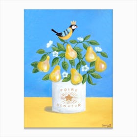 Pear With Bird Canvas Print