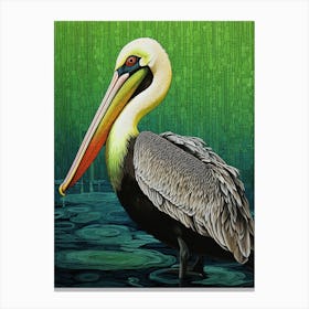 Ohara Koson Inspired Bird Painting Brown Pelican 2 Canvas Print