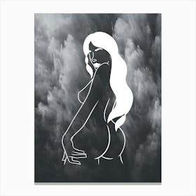 Black Smoke Girl Silhouette Dark Feminine Woman Body Contemporary Modern Abstract Minimalist Aesthetic Canvas Print