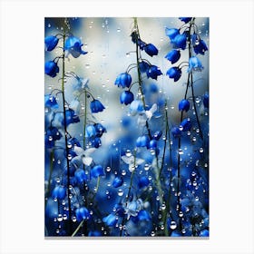Blue Flowers In The Rain Canvas Print