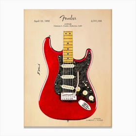 Fender Stratocaster Guitar Patent Drawing Leinwandbilder