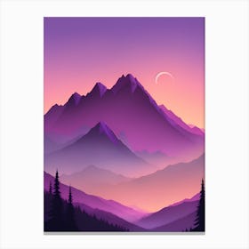 Misty Mountains Vertical Composition In Purple Tone 7 Canvas Print