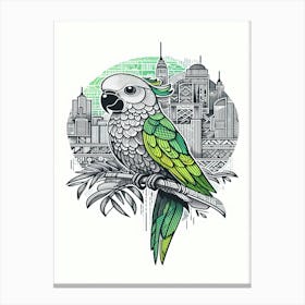 Yoshi Parrot In The City Canvas Print