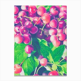 Cherry Risograph Retro Poster Fruit Canvas Print