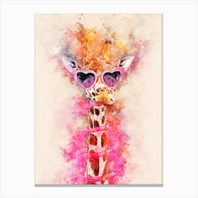 Giraffe In Sunglasses Canvas Print