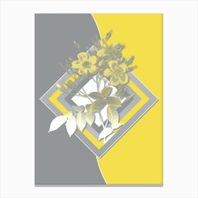 Vintage Musk Rose Botanical Geometric Art in Yellow and Gray n.327 Canvas Print