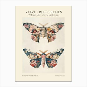 Velvet Butterflies Collection Butterfly Elegance William Morris Style 6 Canvas Print