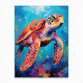 Sea Turtle Blue Abstract Canvas Print