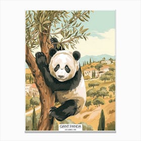 Giant Panda Climbing A Tree Poster 1 Canvas Print