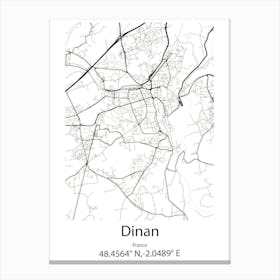 Dinan,France Minimalist Map Canvas Print