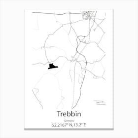 Trebbin,Germany Minimalist Map Canvas Print