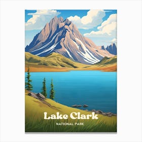 Lake Clark National Park Alaska Mountain Travel Illustration Canvas Print