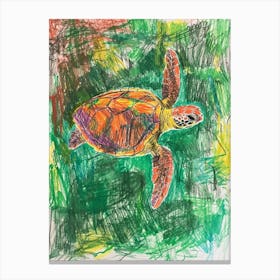 Green Sea Turtle Crayon Scribble 2 Canvas Print