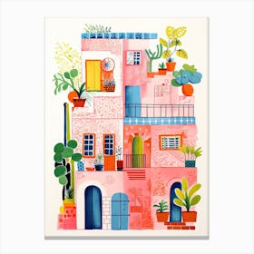 A House In Venice, Abstract Risograph Style 1 Canvas Print