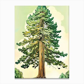 Redwood Tree Storybook Illustration 2 Canvas Print