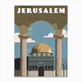 Jerusalem, Israel, Palestine - Retro travel minimalist poster Canvas Print