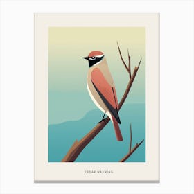 Minimalist Cedar Waxwing 2 Bird Poster Canvas Print