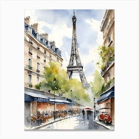 Paris France Watercolor Canvas Print