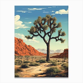  Retro Illustration Of A Joshua Trees In Mojave Desert 4 Canvas Print