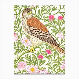 Hawk William Morris Style Bird Canvas Print