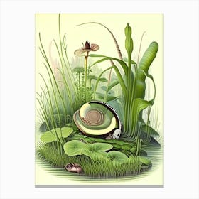 Garden Snail In Wetlands 1 Botanical Canvas Print