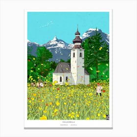 Innsbruck Austria Large Wall Art Print, Austria Art, Landscape Illustration Print, Travel Art Print, Austrian Gift, Whimsical Fine Art Print Canvas Print