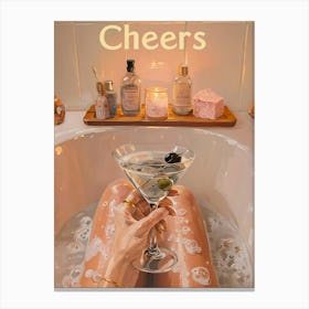 Cheers in the bathtub Canvas Print