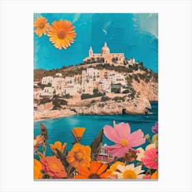 Ibiza   Floral Retro Collage Style 2 Canvas Print