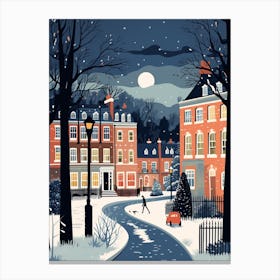 Winter Travel Night Illustration Richmond England 1 Canvas Print