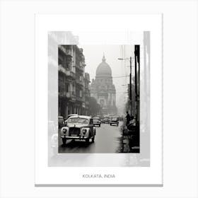 Poster Of Kolkata, India, Black And White Old Photo 3 Canvas Print