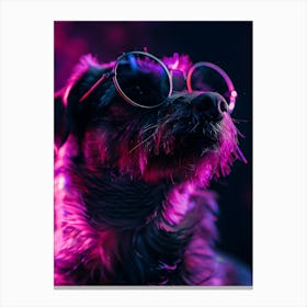 Beautiful Dog Under Neon Lights 18 Canvas Print