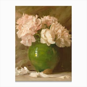 Peonies In A Green Vase Canvas Print