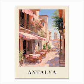 Antalya Turkey 6 Vintage Pink Travel Illustration Poster Canvas Print