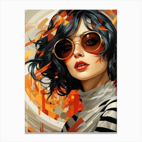 Portrait Of A Young Girl With Sunglasses Canvas Print