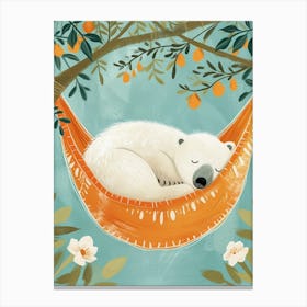 Polar Bear Napping In A Hammock Storybook Illustration 2 Canvas Print