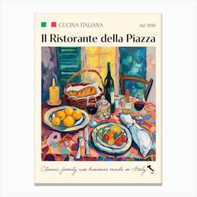 Il Ristorante Della Piazza Trattoria Italian Poster Food Kitchen Canvas Print