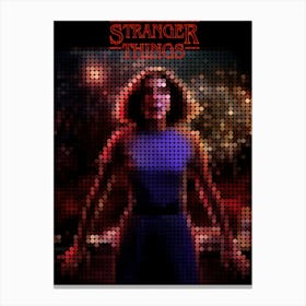 Stranger Things In A Pixel Dots Art Style Canvas Print