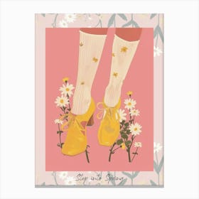 Step Into Spring Woman Yellow Shoes With Flowers 2 Canvas Print
