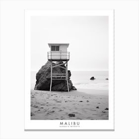 Poster Of Malibu, Black And White Analogue Photograph 4 Canvas Print