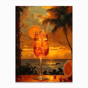 Sunset At The Beach Aperol Spritz Art Print Canvas Print