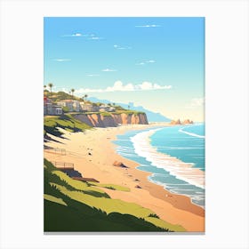 Malibu Beach California, Usa, Flat Illustration 1 Canvas Print