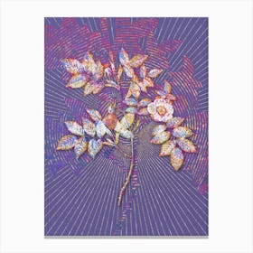 Geometric Mountain Rose Bloom Mosaic Botanical Art on Veri Peri Canvas Print