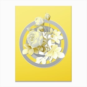 Botanical Yellow Rose in Gray and Yellow Gradient n.096 Canvas Print