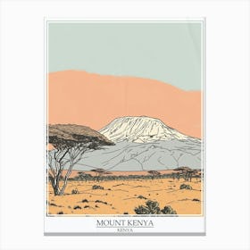 Mount Kenya Color Line Drawing 8 Poster Canvas Print