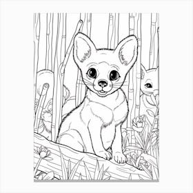 Line Art Jungle Animal Puma 1 Canvas Print