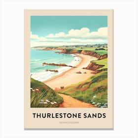 Devon Vintage Travel Poster Thurlestone Sands 2 Canvas Print