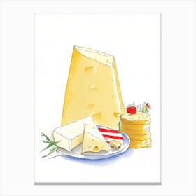 Swiss Cheese Dairy Food Pencil Illustration Canvas Print