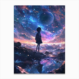 Girl Looking At The Stars 1 Canvas Print