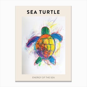 Minimalist Rainbow Turtle Doodle Poster Canvas Print