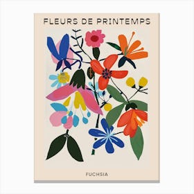 Spring Floral French Poster  Fuchsia 2 Canvas Print